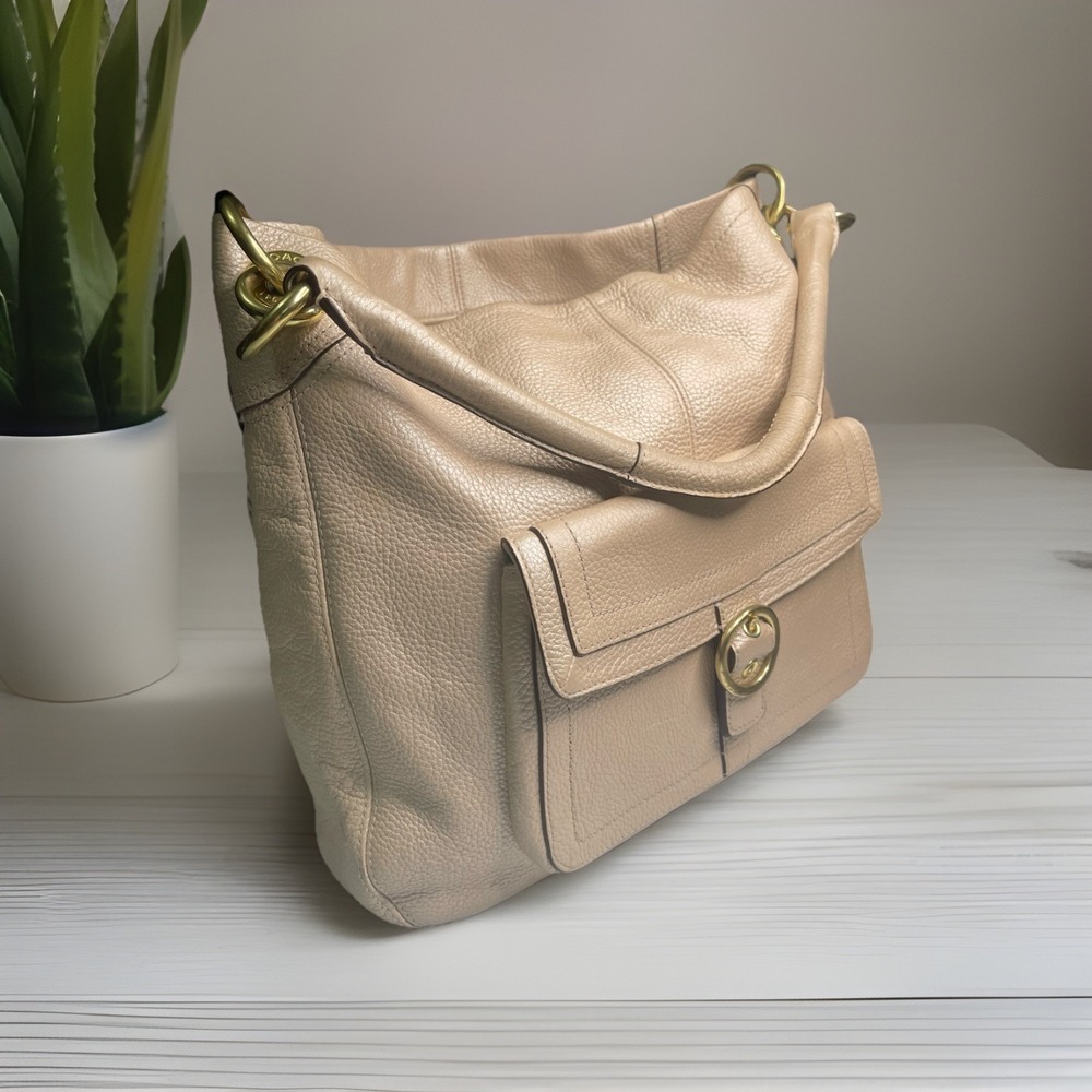 COACH 18889 PENELOPE Champagne Pearl Gold Pebbled Hobo Slouch 2011 FREE SHIPPING - Picture 1 of 16